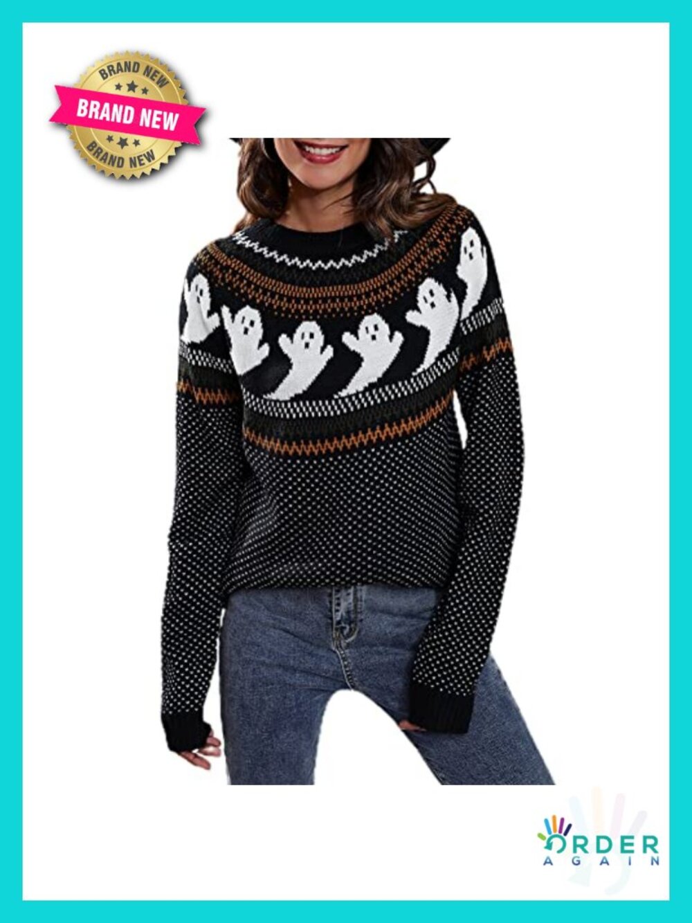 Women's Knitted Leopard Print Pullover Sweater Long Sleeve Crew Neck Jumper Top
